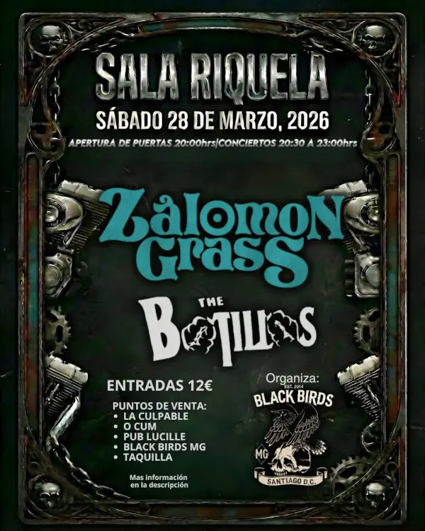 Concierto zalomon grass the bootillos 2026 03 28 sala riquela santiago dc