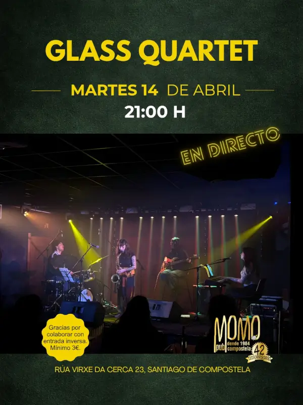 Glass quartet concierto 2026 04 14 momo pub