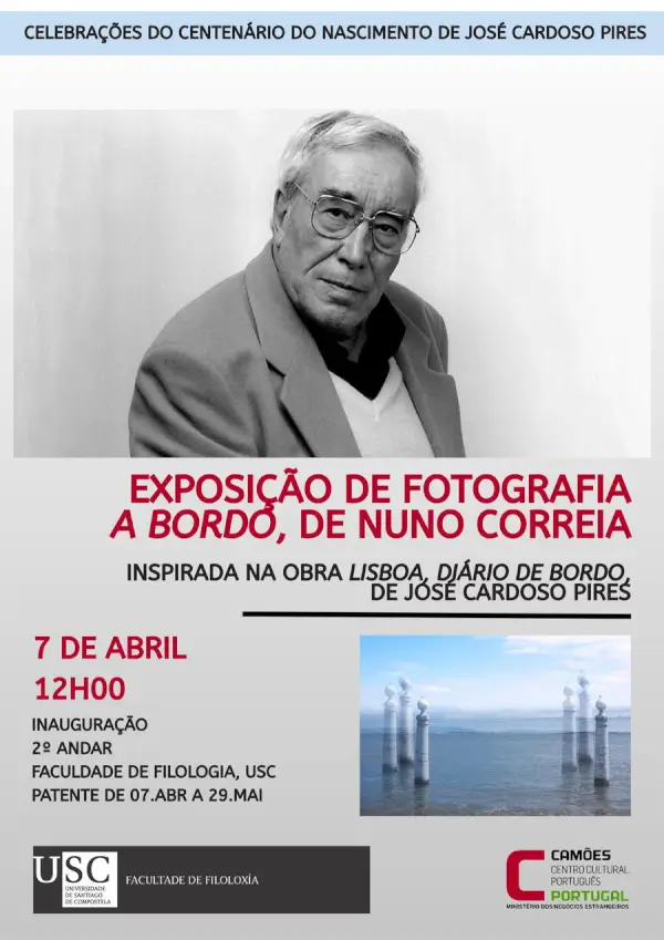 Imagen evocadora de Lisboa con elementos náuticos y literarios.