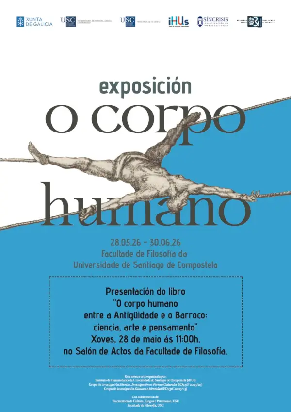 Ilustración o escultura que representa el cuerpo humano, simbolizando la conexión entre ciencia, arte y pensamiento a través de los siglos.