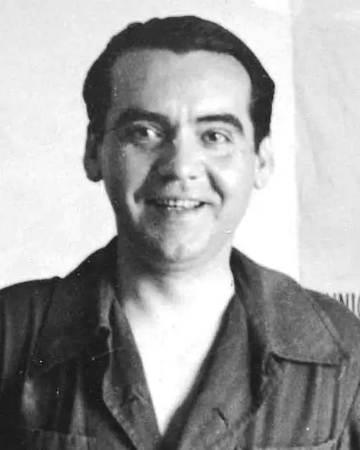 Ilustración de Federico García Lorca, poeta español, con un fondo abstracto que sugiere creatividad y literatura.